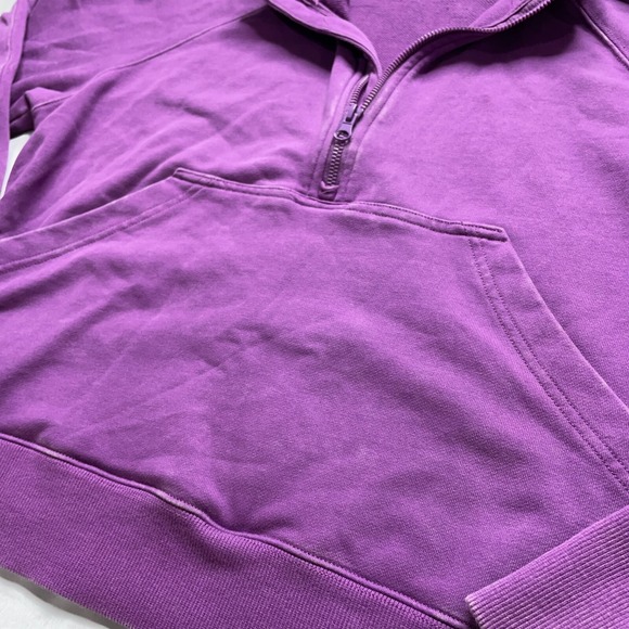 JoyLab Cropped Hoodie Womens Small Purple 1/4 Zip Thombhole Raglan Sleeve Sports - Picture 6 of 16
